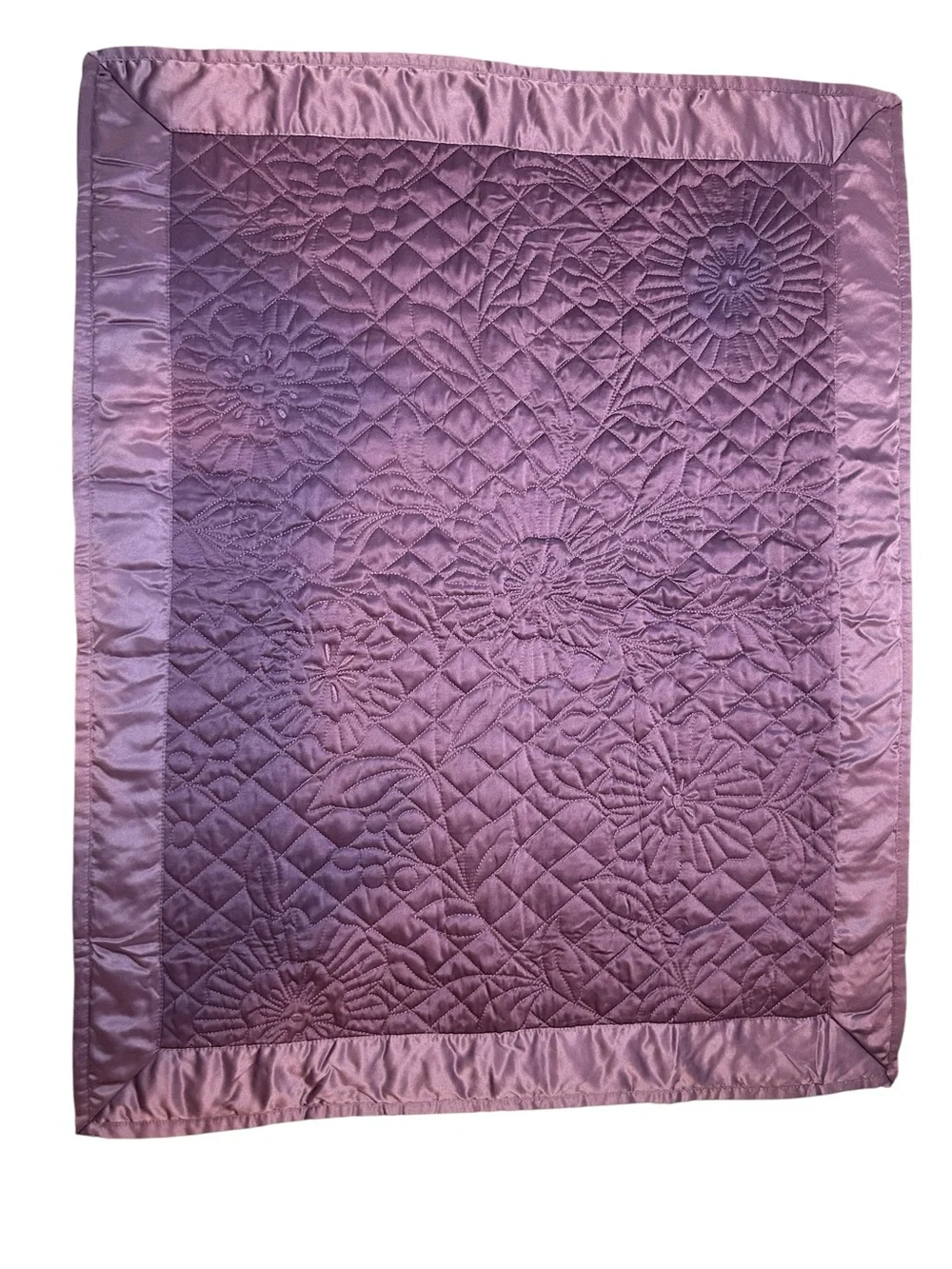 Martha Stewart Standard Pillow Shams Quilted Flowering Trellis Purple Satin NWT